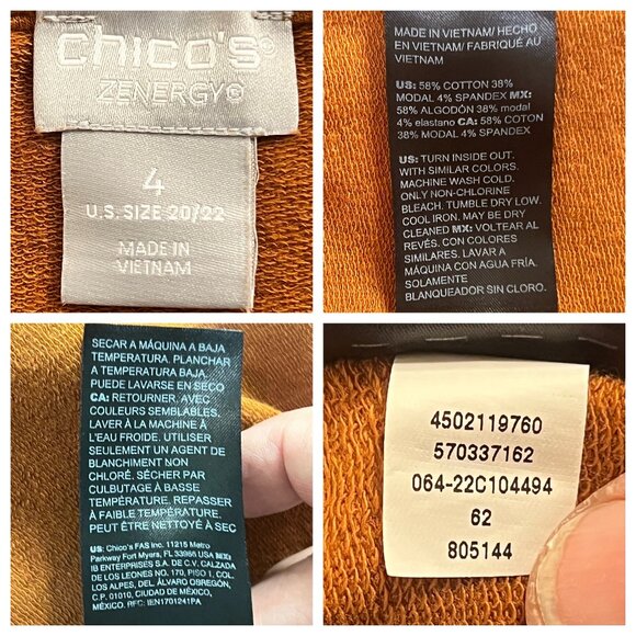 Chicos Zenergy Rust Orange Pullover Sweater Women's 4 (XXL-20/22) Cotton/Modal - Picture 12 of 16